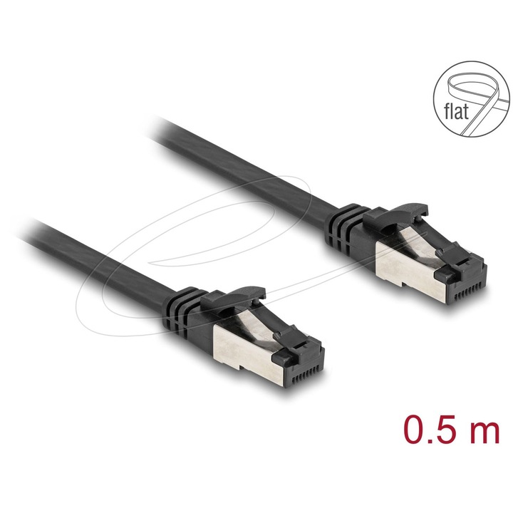 DeLock CAT8.1 patch kábel, 0, 5m, fekete