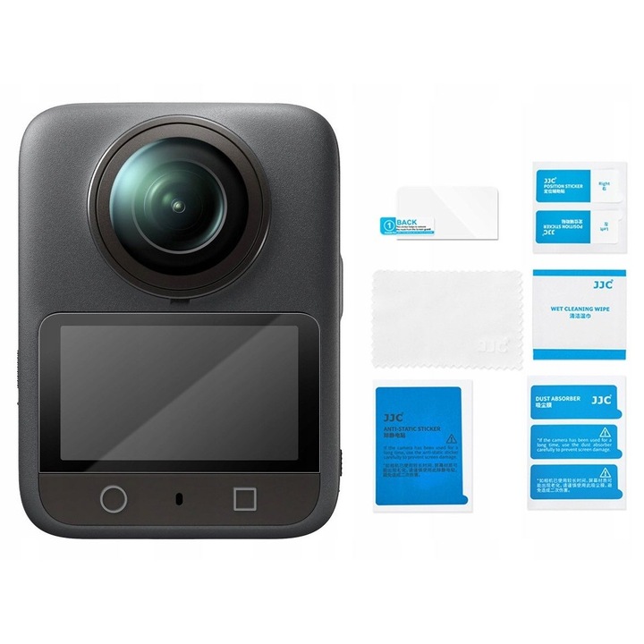 Sticla de protectie pentru ecran LCD, JJC, GSP-DJ360, ultra-subtire, duritate 9H, protectie UV, acoperire hidrofoba, acoperire oleofoba, instalare usoara, kit de curatare inclus, sticla optica, margini rotunjite 2.5D, compatibila cu DJI Osmo 360, grosime