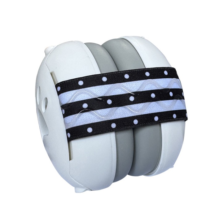 Casca pentru bebelusi cu anulare a zgomotului, alb, pentru somn si protectia auzului