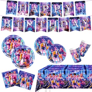 Set accesorii petrecere KPop Demon Hunters, decoratiuni pentru ziua de nastere, baloane, banner, prop-uri, multicolor, dimensiuni variate