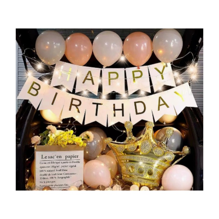 Születésnap, lánykérés, évfordulós dekorációs lufi szett, autó csomagtartó meglepetés dekoráció, D stílus