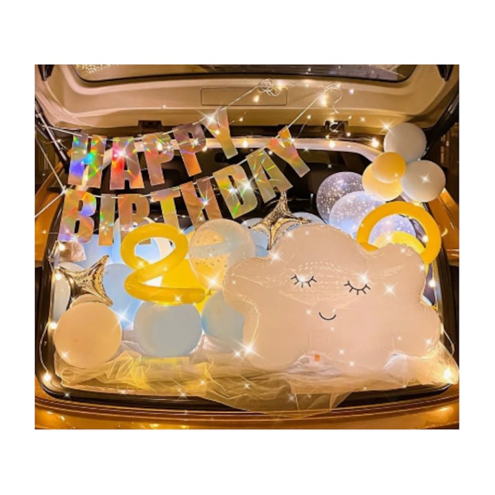 Születésnap, lánykérés, évfordulós dekorációs lufi szett, autó csomagtartó meglepetés dekoráció, A stílus