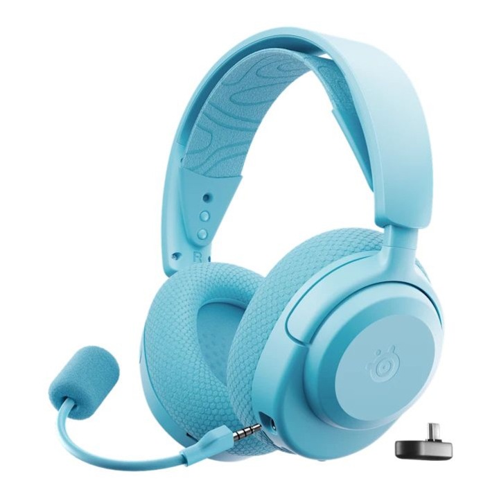 Steelseries Arctis Nova 3P vezeték nélküli Bluetooth gamer fülhallgató, Aqua, 2.0, 36Ohm