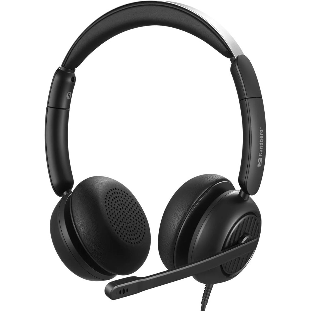 Casti cu fir Sandberg 3in1 Office Headset Pro ENC, microfon, negru, 1.2m
