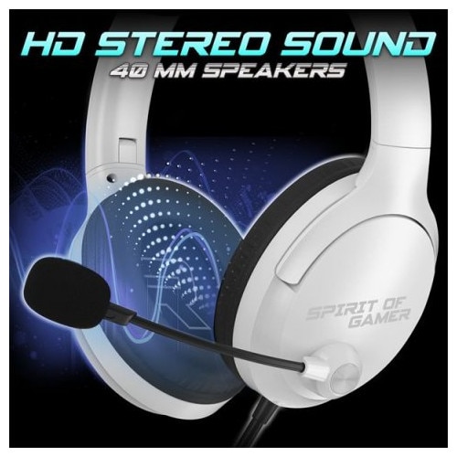 Casti cu fir Spirit Of Gamer PRO H4, 2.0, 3.5mm, alb, 2m