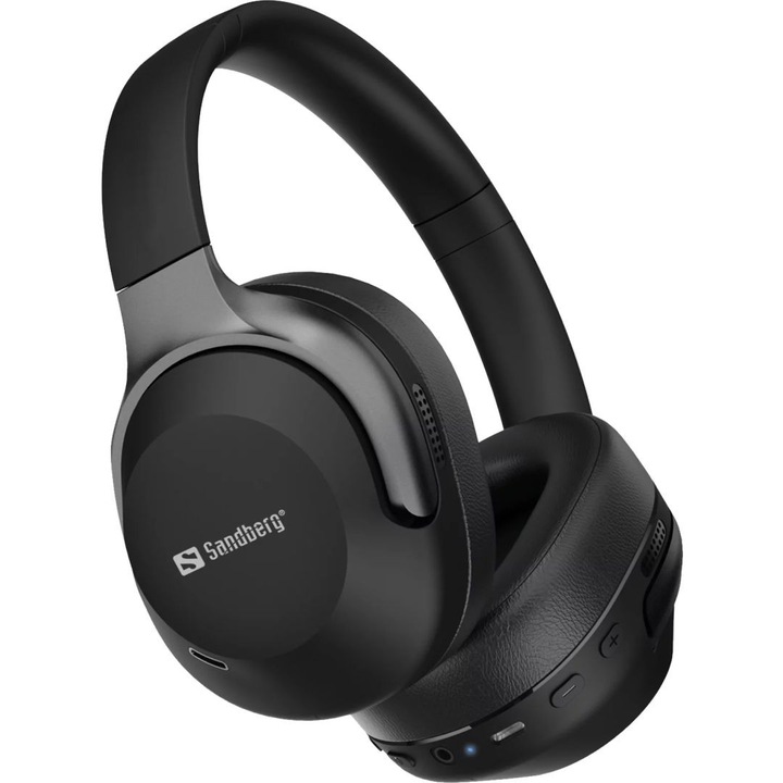 Casti Bluetooth Sandberg Travel ANC+ENC, microfon, 10m, negru