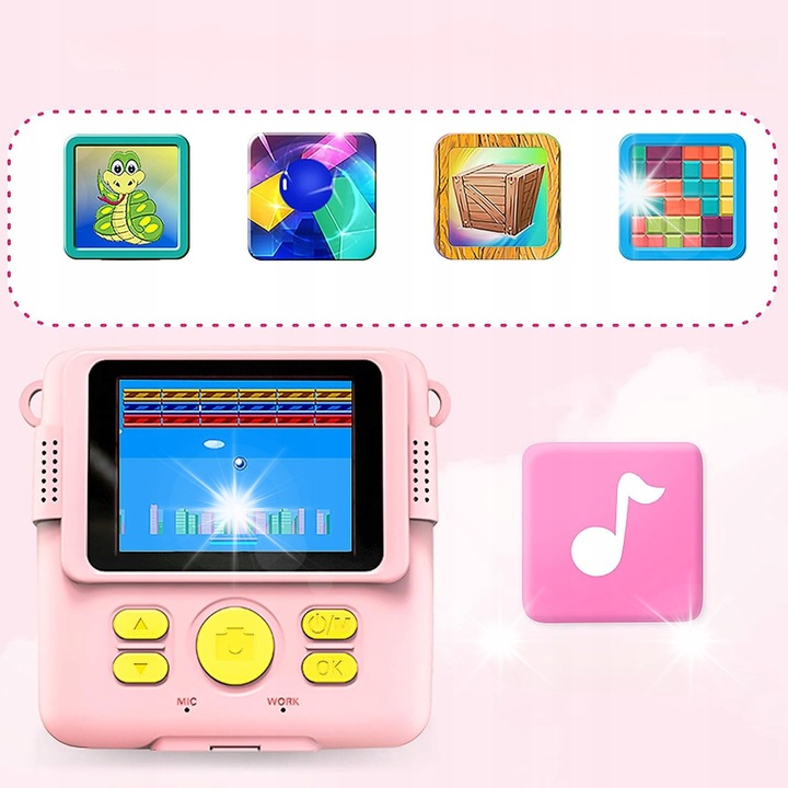 Aparat foto digital pentru copii Centon, instantaneu 2 in 1, negru-alb, 3 role hartie termica, 32GB, 2.0" IPS