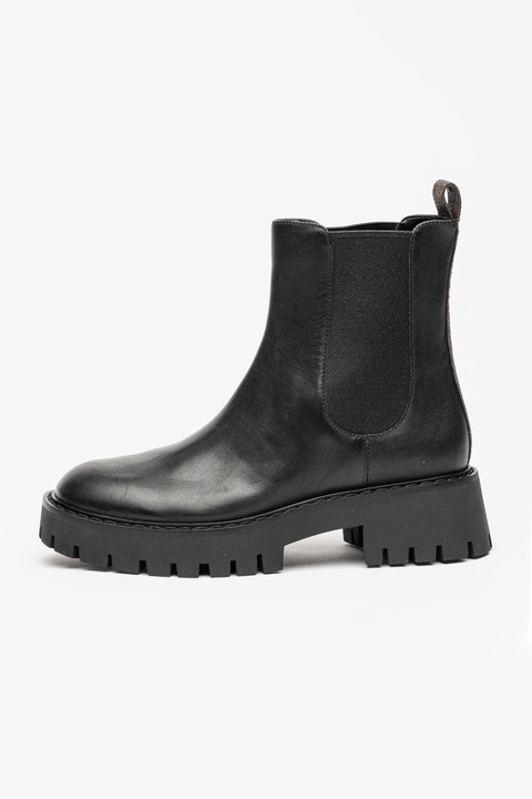 Michael Kors, Ghete Chelsea din piele, Maro inchis/Negru