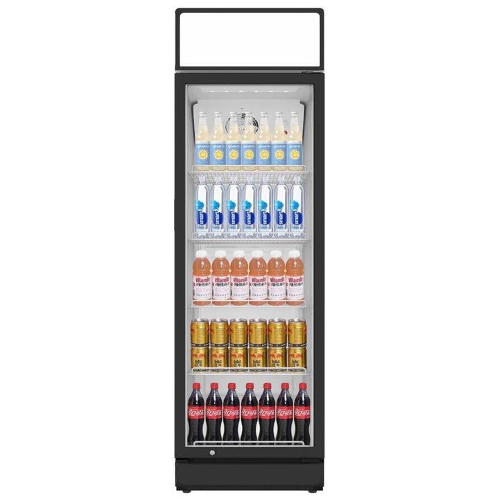 Професионална хладилна витрина STARCREST SPS-300DC, 300 L, Светлинна кутия, Регулируем термостат, LED осветление, H 193 см, Черна