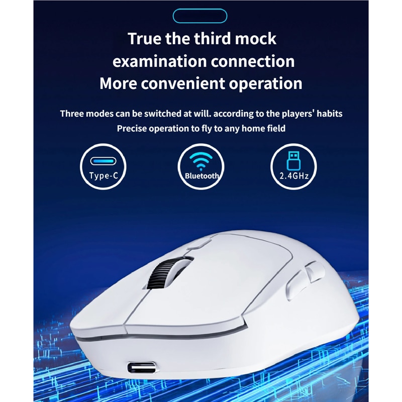 Modal Mouse Mouse Gaming Tri-Modal 6400 DPI, Alb, Incarcare Wireless, Autonomie 120 ...