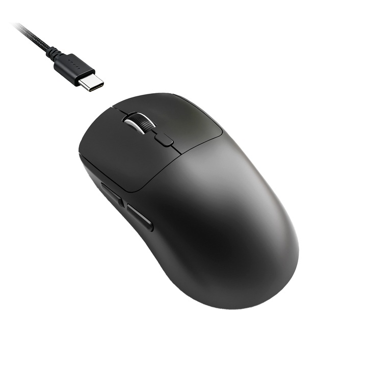 Геймърска мишка Usor Tri-Modal (Bluetooth + 2.4G + Безжично зареждане), 6400 DPI, 1000Hz, Дълъг живот на батерията 120 часа, Черна