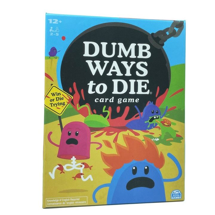 Dumb Ways to Die – kártyajáték a vírusvideó alapján, felnőtt kártyajátékok, partijátékok, felnőtt játékok, szórakoztató játékok, családoknak és 12 év feletti gyerekeknek