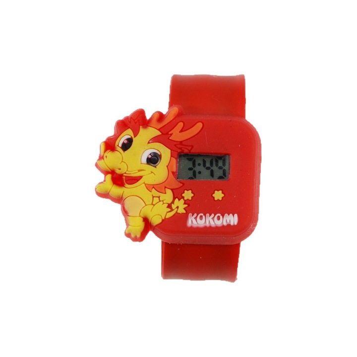 LED часовник за деца, Drakon, кварцов, силиконова каишка, син цвят