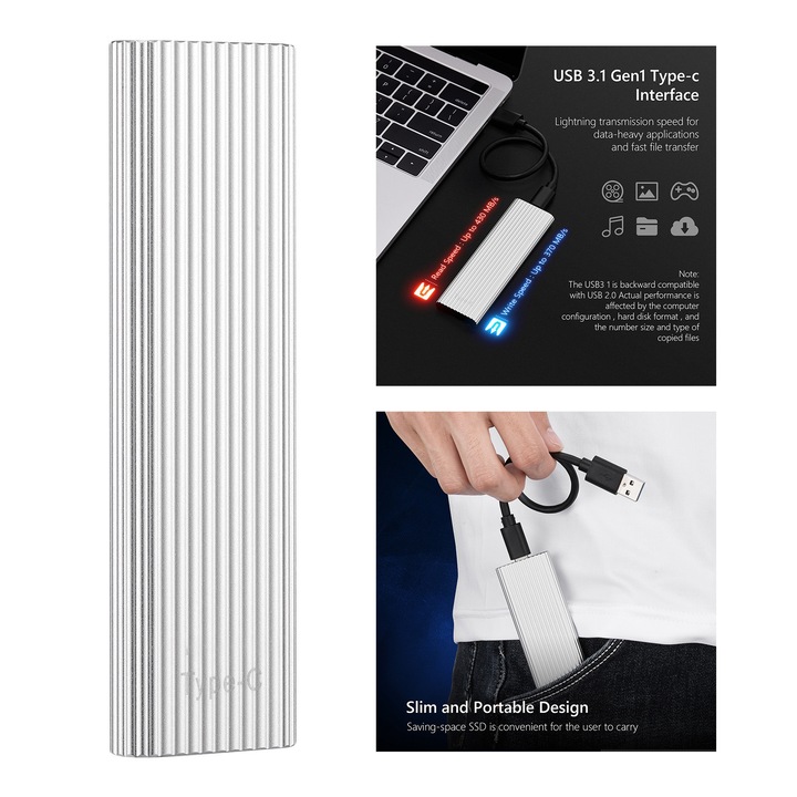 1TB преносим SSD, високоскоростен, вълнообразен дизайн