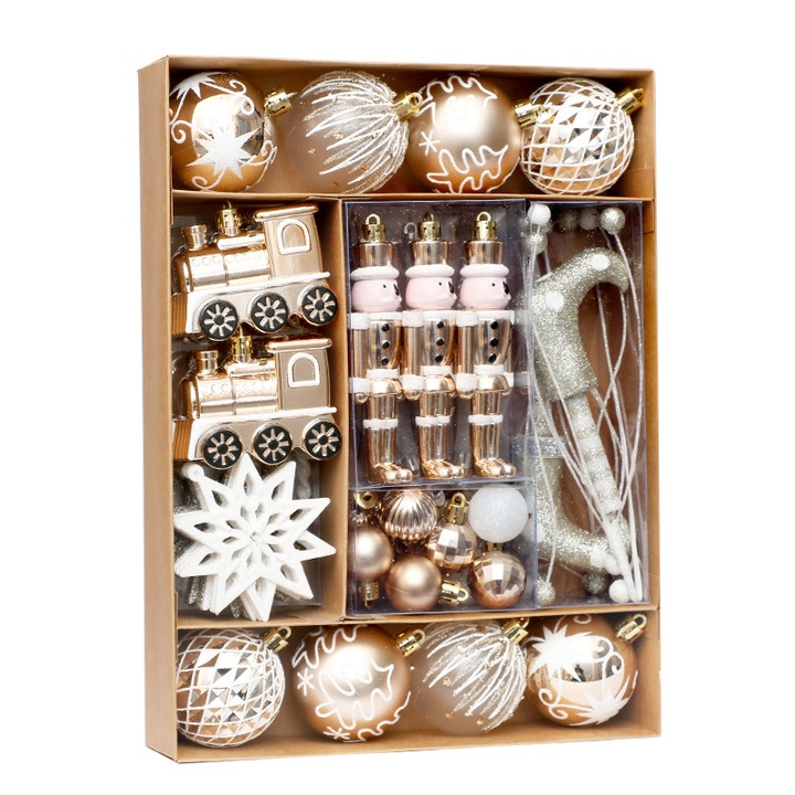 Set de 50 globuri de Craciun multicolor