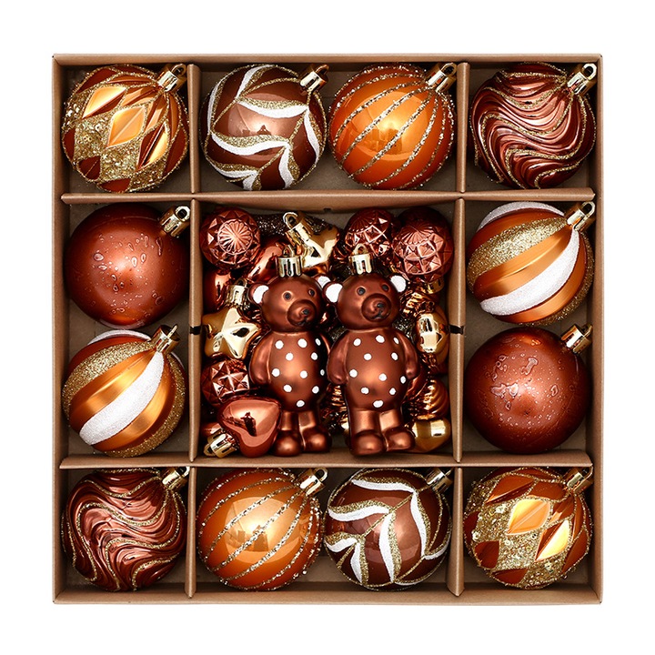 46 darabos karácsonyi gömbkészlet, őszi díszek, 2.36 hüvelykes méret, többszínű