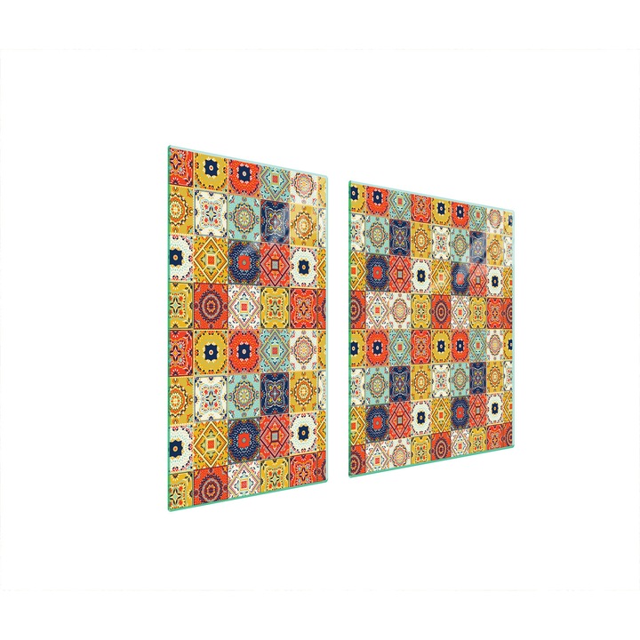 Placa de protectie din sticla pentru aragaz TMK ArtDeko, 30x60x52 cm, design mozaic, multifunctionala