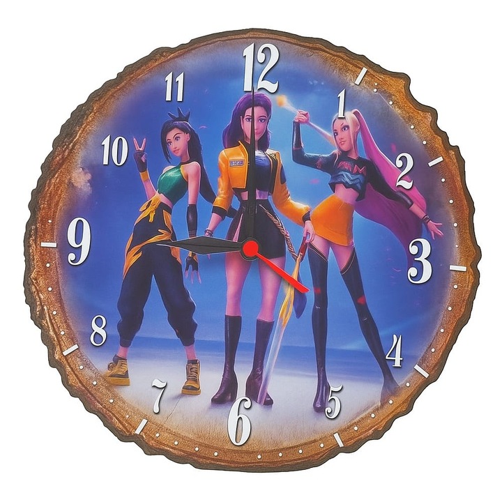Декоративен стенен часовник K-Pop Demon Hunters, 30 см, многоцветен