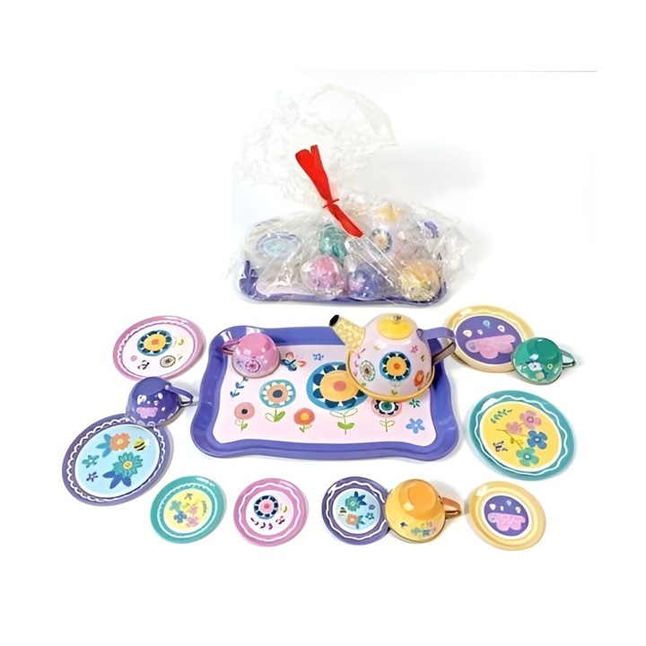 Set de ceai cu flori, din plastic, pentru fete, varsta +3 ani, Multicolor