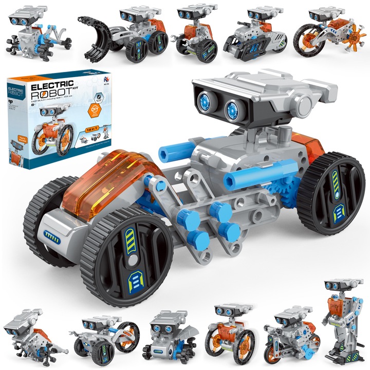 Set de constructie 12-in-1, blocuri robot STEM, 208 piese
