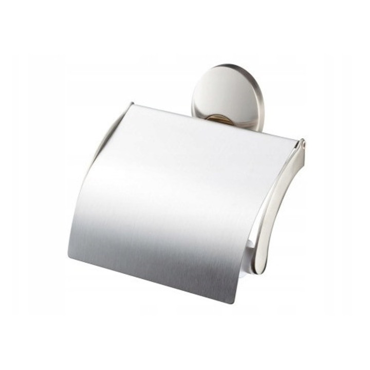 Suport WC cu clapa Bisk, Nichel Satinat/Auriu, 125x115mm