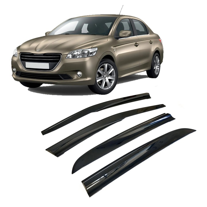 Спортни Ветробрани за Peugeot 301 2012-2021 Sedan – Комплект 4 броя – Залепващи – Черен