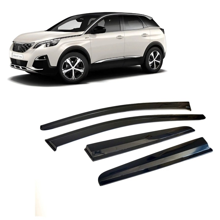 Спортни Ветробрани за Peugeot 3008 2016-2023 SUV – Комплект 4 броя – Черен – Залепващи