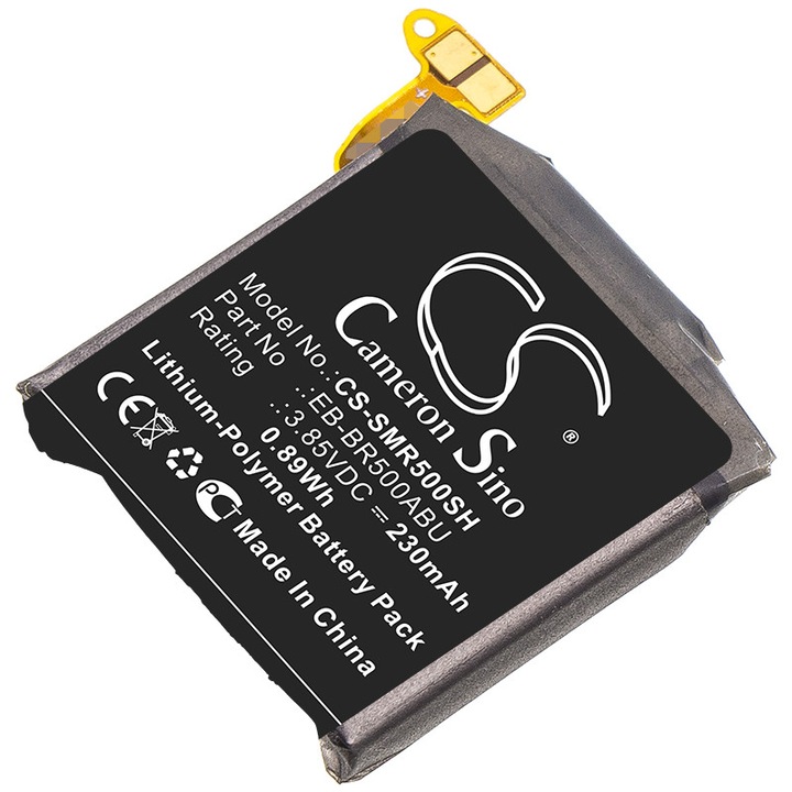 Li-Polimer akkumulátor 230mAh, fekete, 22.40x20.50x5.00mm, órákhoz