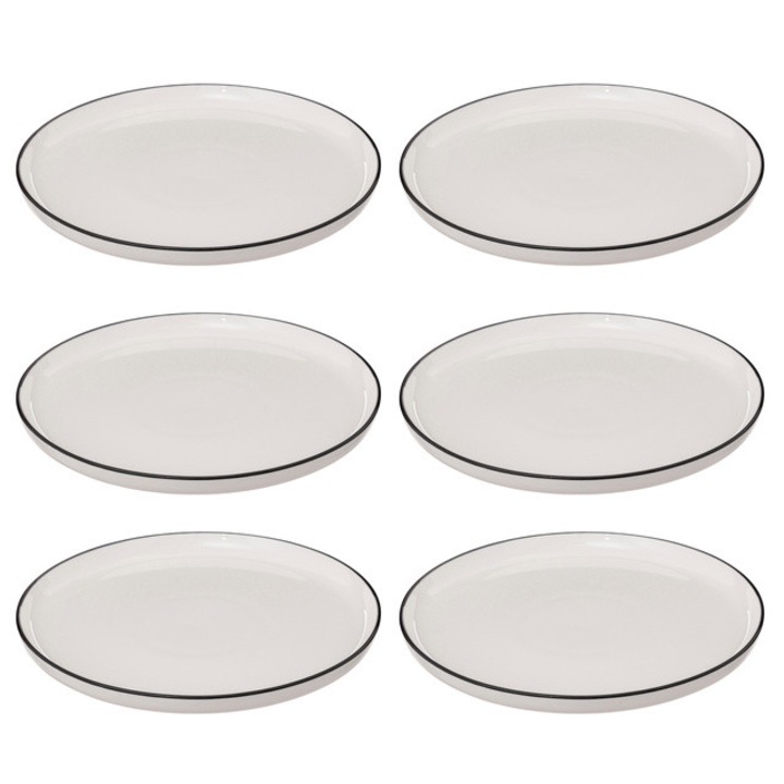 Farfurii intinse ALIX, margine neagra, 6 buc. × Ø 27 cm
