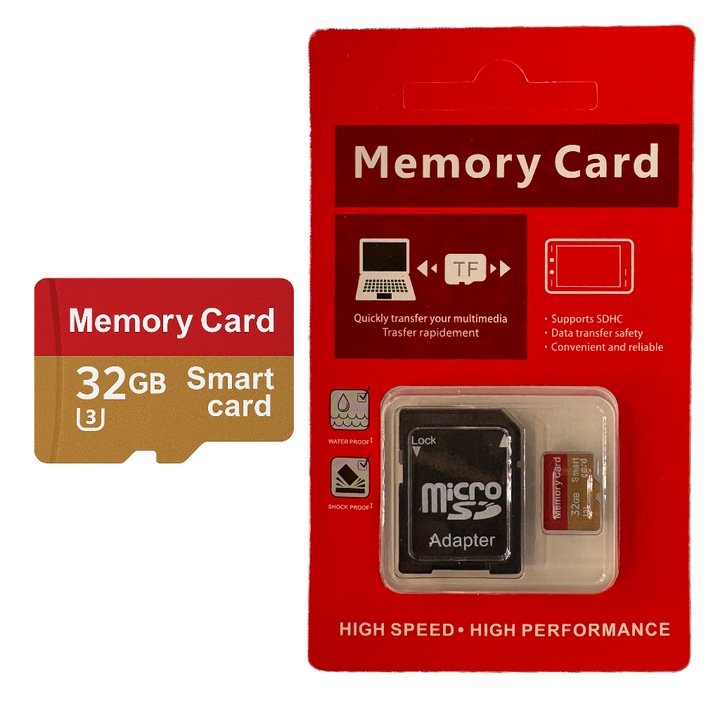 Карта памет MicroSDXC 32 GB, Клас 10, UHS-I U3, Full HD, 4K UHD, + SD адаптер