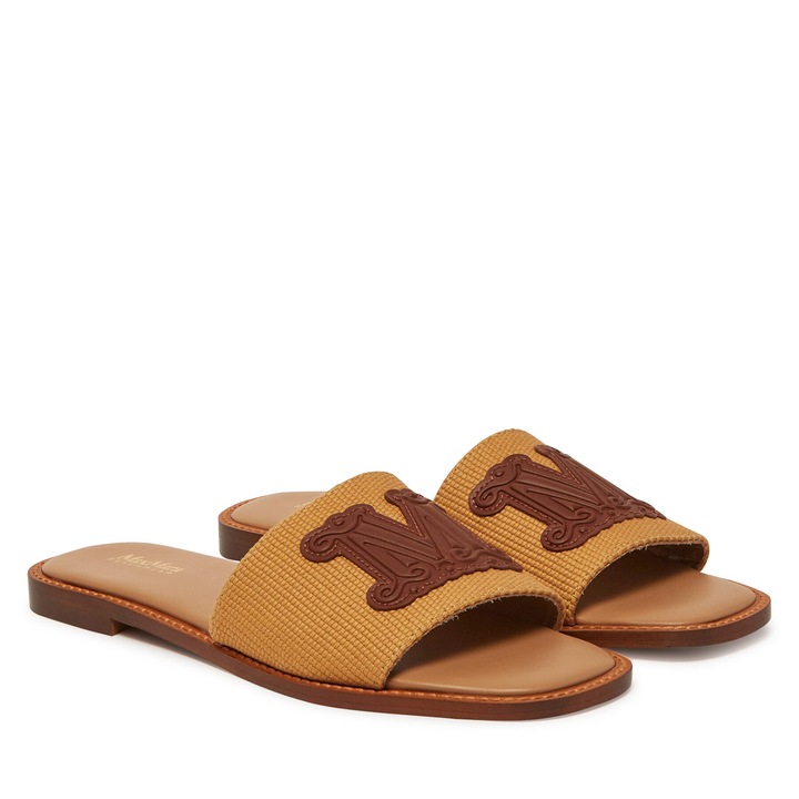 Дамски чехли, Max Mara, модел Beachwear, цвят камел, 36 EU