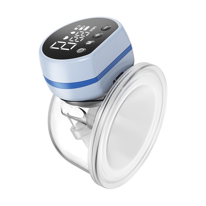 Hordozható elektromos mellszívó, 9 szívási fokozat, kék, 11,5x14 cm