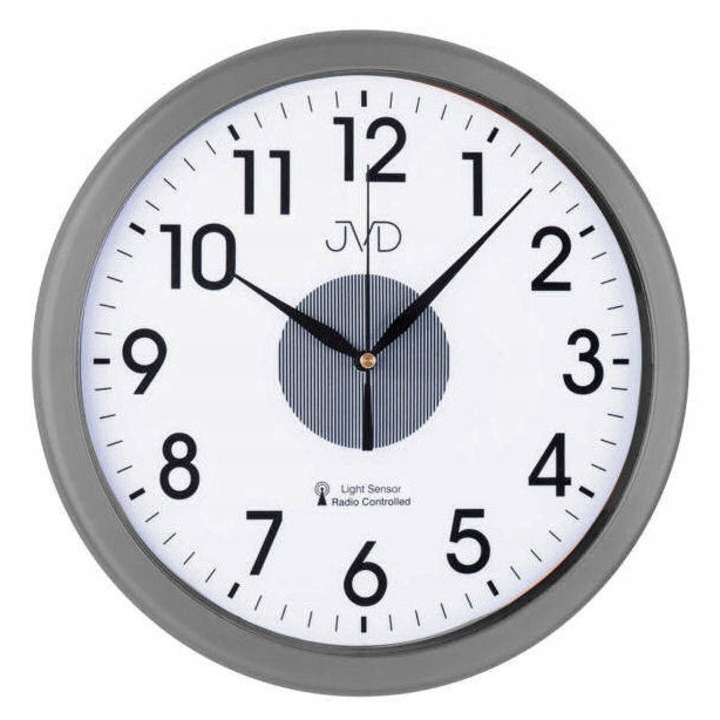 Ceas de perete JVD, RH692.4, gri, 31cm, cu senzor de lumină și semnal DCF