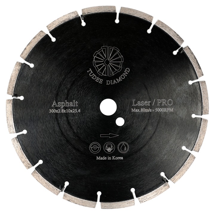 Disc diamantat Tudee debitare asfalt, profesional, 300x25.4x10x2.8mm