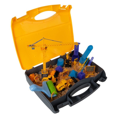 Set nisip creativ cu santier constructii XXL, Nisipar portabil in