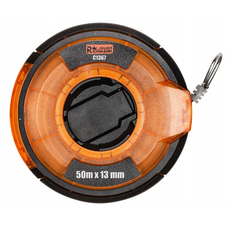 Ruleta profesională RICHMANN 50m, otel, maner cauciucat anti-alunecare, banda 13mm