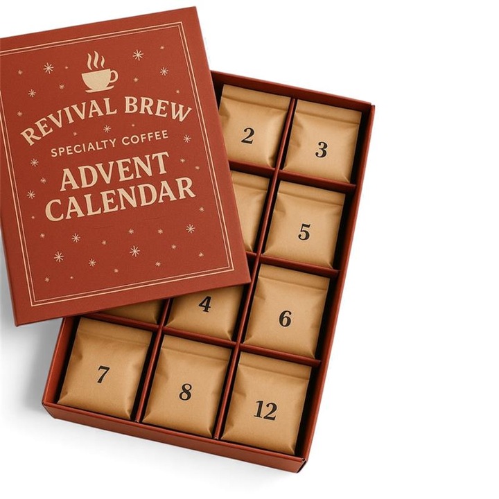Calendar Advent Cafea Revival Brew - 12 Microloturi, Editie Limitata, 1 kg