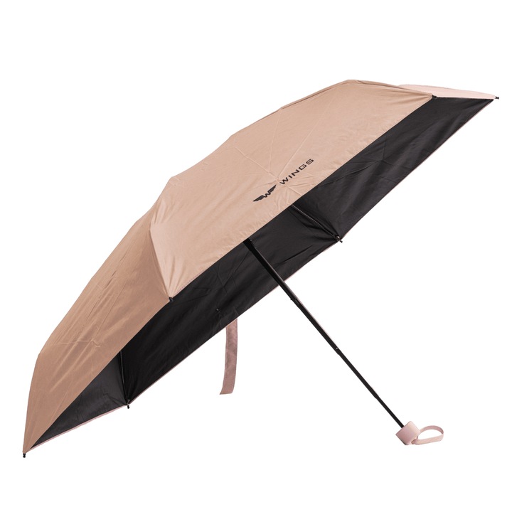 Чадор за патување WINGS – мал, издржлив, со метална рамка и дијаметар од 19 инчи за ефикасна заштита Розова