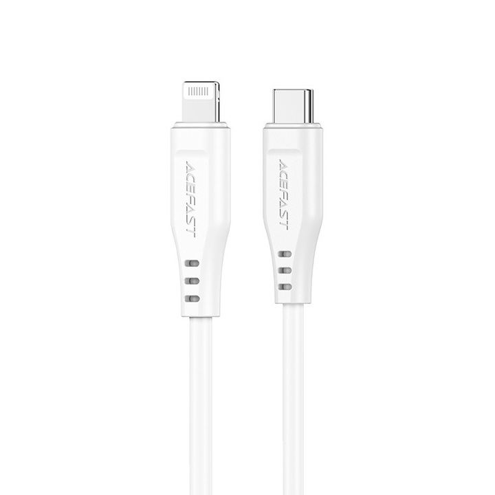 Cablu pentru incarcare si transfer de date Acefast C3-01, USB-C la Lightning, 30W, 3A, 480Mbps, 1.2m, Alb
