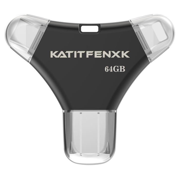 USB 3.0 флаш памет, KATITFENXK, 64GB, Четворна свързаност, Сив