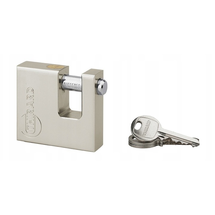 THIRARD lakat 60mm tömör acél, nikkelezett felület, 3 kulcs