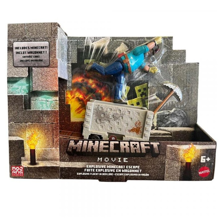 Minecraft A Film - Steve és a bányakocsi játékszett - Mattel