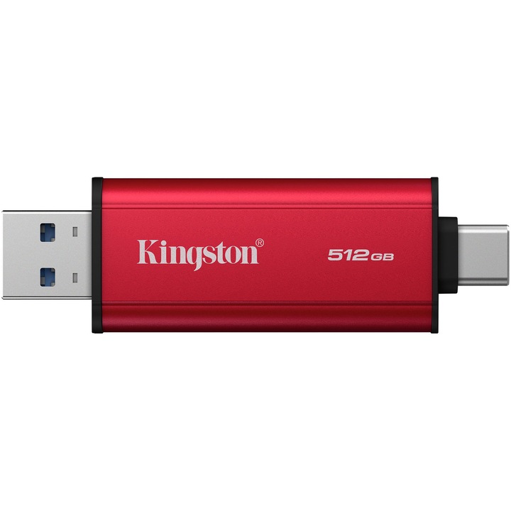 Преносим SSD Dual Kingston, 512GB, USB Type-A/USB Type-C, USB 3.2 Gen 2, Червен/Черен