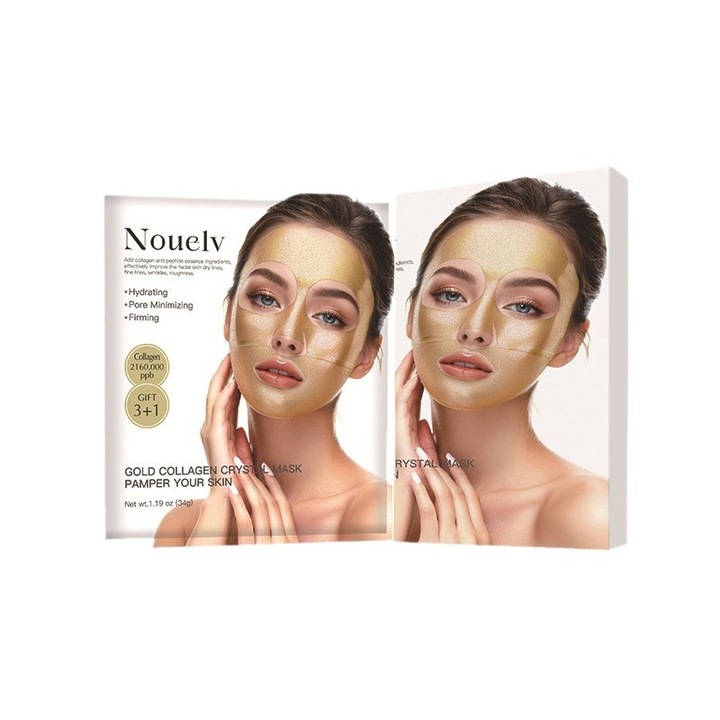 Masca faciala, patch-uri cu colagen, auriu, set de 4 bucati, hidratant