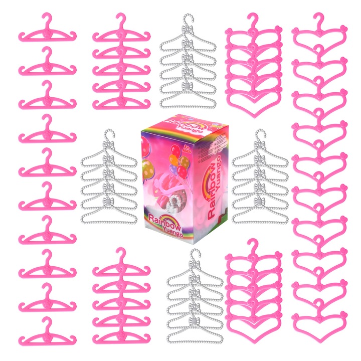 60 db műanyag babavállfa, rózsaszín/szürke