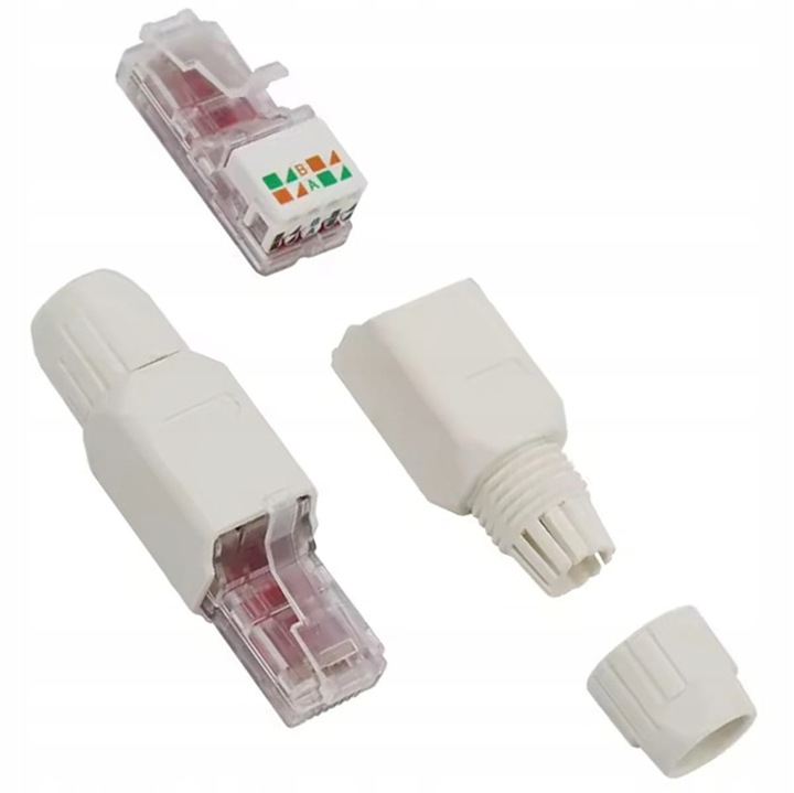 Mufa RJ45 neecranata, Zola, pentru cabluri CAT6, UTP, 23-26 AWG, viteza transfer 10 Gb/s, plastic PP, 5.3 x 1.45 x 1.32 cm