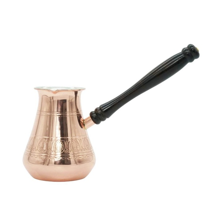 Tygielek de cafea BRIKI 400 ml, cu ornamentatie greceasca, mana, cu interior din cupru, set