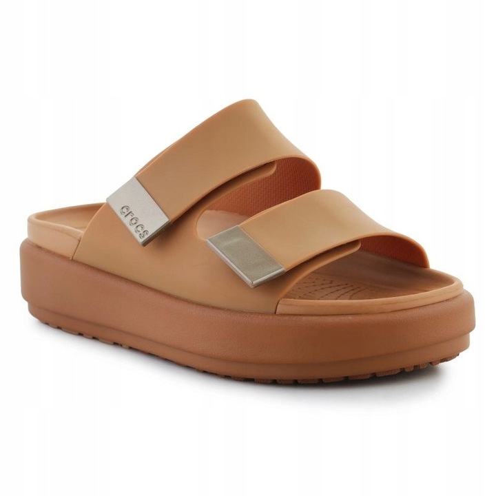 Sandale dama Crocs Brooklyn Luxe, confort suprem, talpa usoara, culoare maro, material Matlite