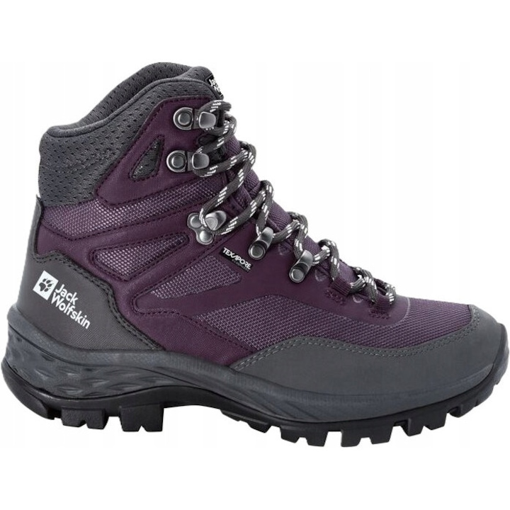 Ghete trekking femei, Jack Wolfskin, REBELLION GUIDE TEXAPORE MID, impermeabile, mov, material sintetic/textil, 37 EU