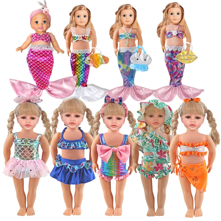 Set 21 accesorii pentru haine pentru papusi de 14-18 inch, Multicolor